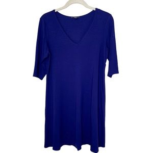Eileen Fisher Dark Purple A-Line Jersey Knit Swing‎ Dress Tunic in Size Medium